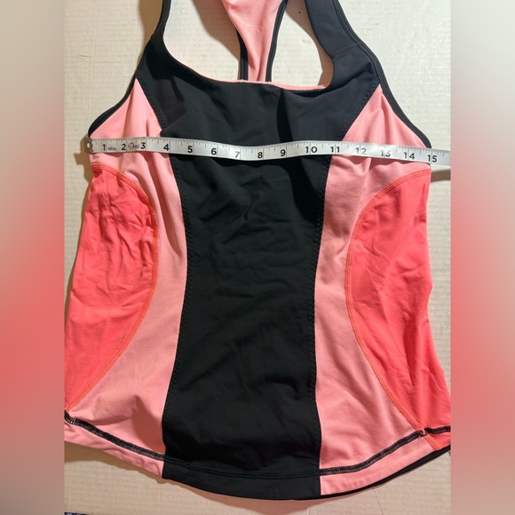 Lululemon Cardio Kick Tank Top Black / Bleached Coral Pink/Pop Orange Sz10 EUC - Picture 13 of 13